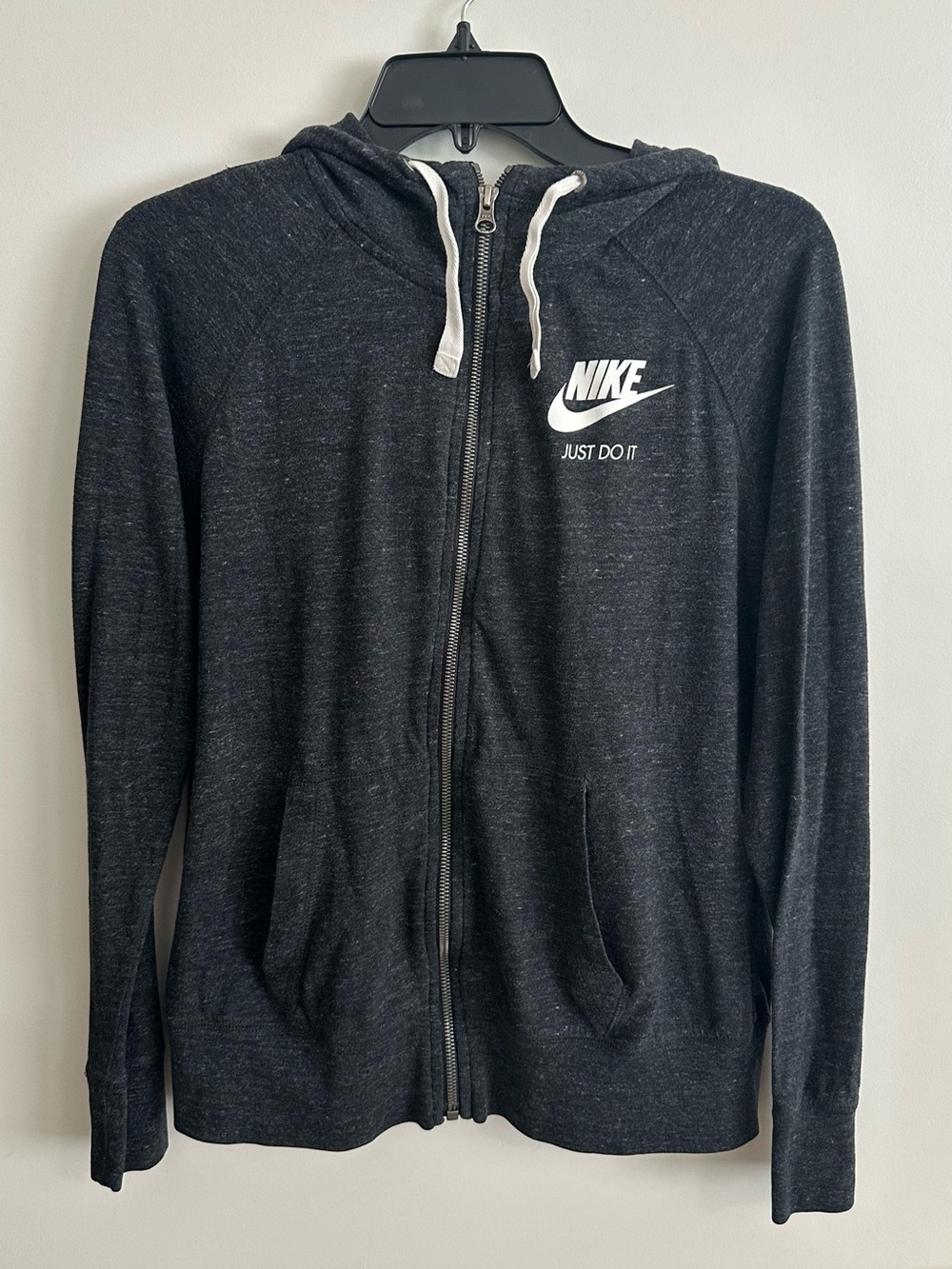 Nike Women’s Black Full‑Zip Hoodie with White Logo